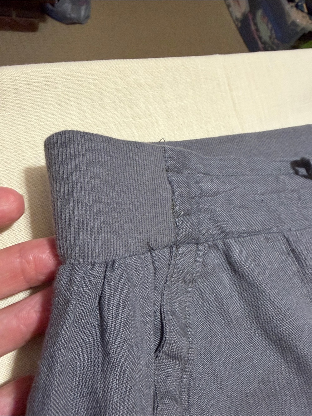 Ellen Tracy Linen Gray Cropped Drawstring Wide Leg Pants, Size XL. - Picture 5 of 14